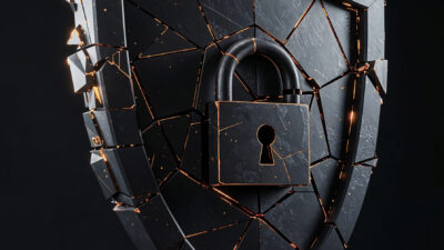 Треснувший металлический щит с замком — почему статический IP блокируют
